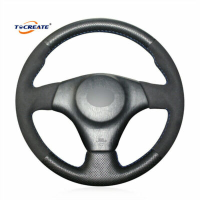 Black Leather Suede Steering Wheel Cover for Toyota RAV4 Celica Matrix MR2 #23XD