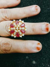 Gold plated CZ AD Rings 1 Piece Fit for All Free Size Indian Bollywood Style