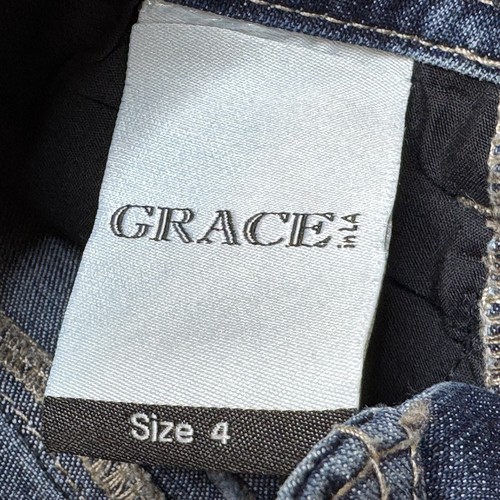 Grace In LA Denim Blue Jeans Girls Sz 4 Bootleg Whiskered Western Cowgirl Rodeo - Picture 14 of 15