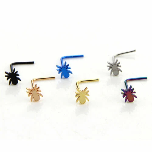 Lote de 6 piezas de anillos de acero inoxidable L nuevos cómodos nariz pasador cristal acero 2 mm en forma de 18G Foto 4 de 4