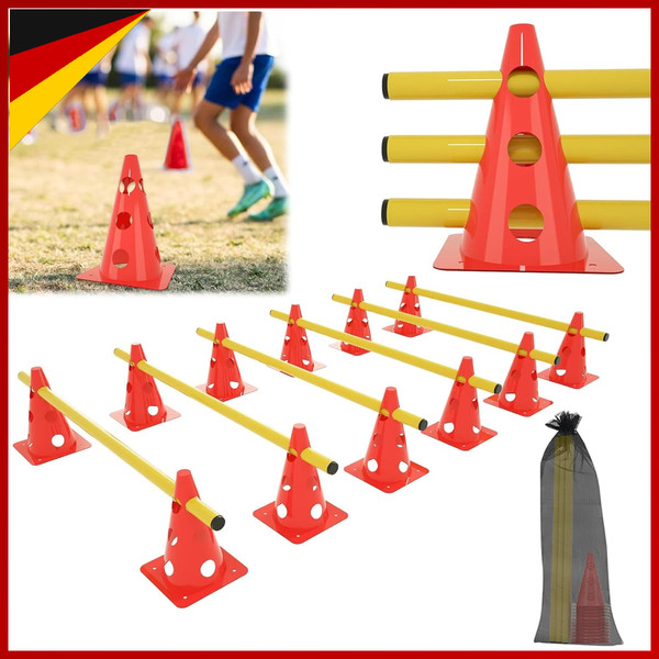 SteckhüRdenset 6Er Agility HüRden 32 Cm HöHe 100 Cm Stangen Koordinationstrainin-image
