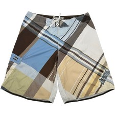 VTG y2k Men's Brown Geometric Billabong Surfing Board Shorts Swim Trunks Sz 38