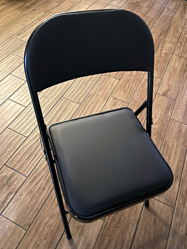 Black Metal Folding Chair, Padded Seat, Modern Indoor, 10 pc