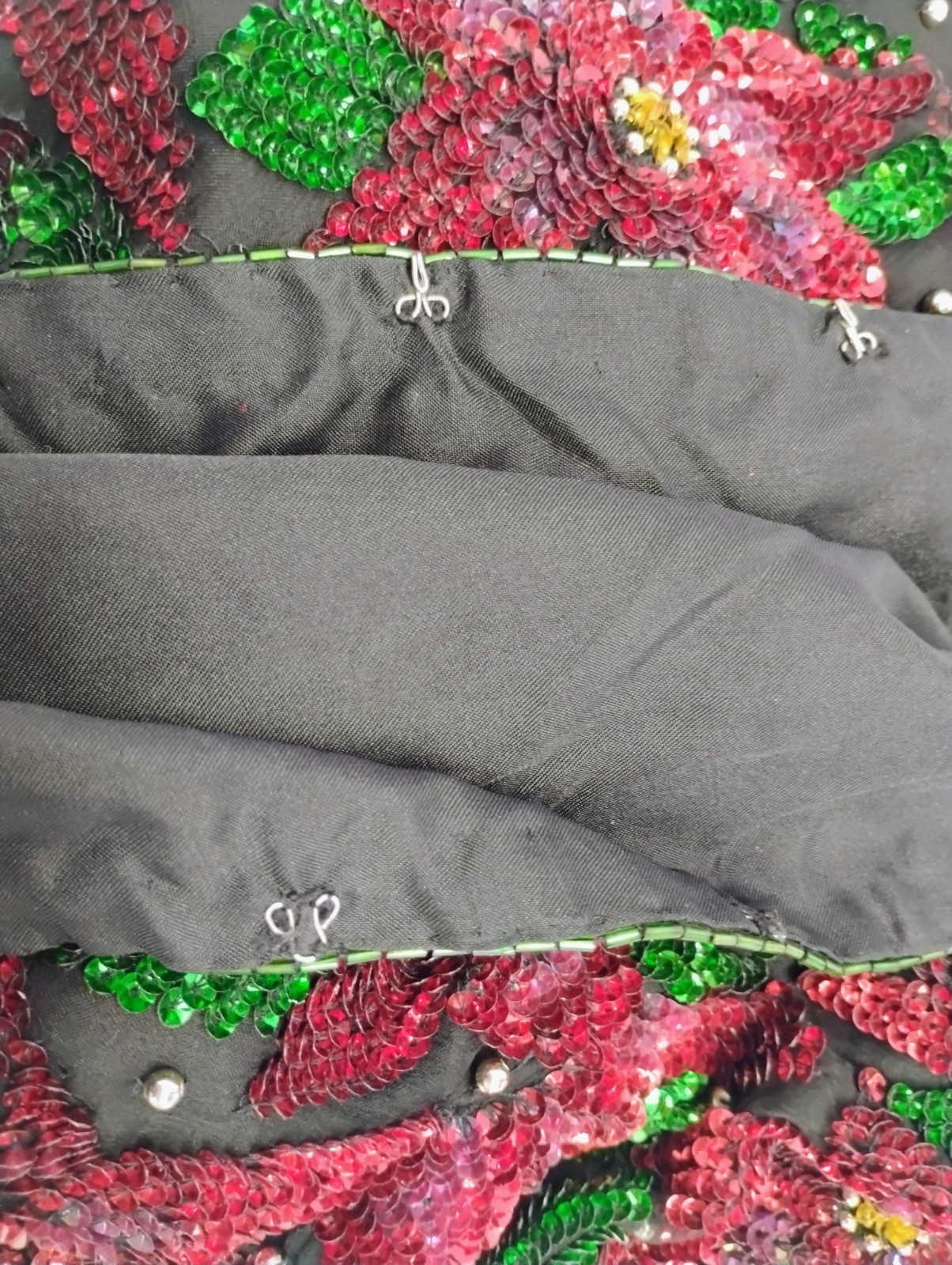 Laurence Kazar Paris New York Vintage Poinsettia Sequin Jacket Size Small