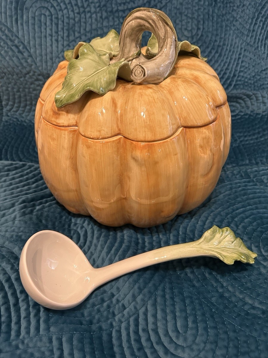 fitz and floyd Vegetable Garden - Pumpkin Soup Tureen W Soup Ladle