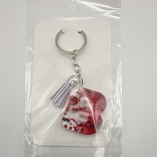Red Resin Heart Keyring with Glitter Tassel Accent, Metal/Resin Women s
