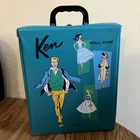 Vintage 1960s Ken Doll Case - 1961 Ponytail Wardrobe - Mattel Trunk - Teal MINTY