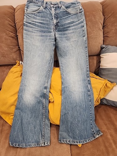 vintage big bell bottom levis jeans 70 s 684-0217 denim 27 1/2 w 28L hip-hugger - Picture 9 of 18