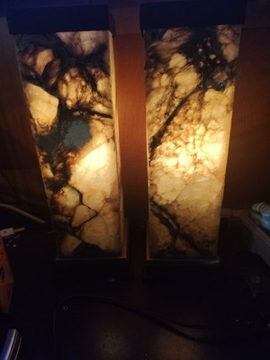 2 Onyx Lamps / Stone Lamps / Onyx Lights / Table Lamps / Alabaster Lamps