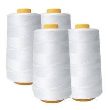 AK Trading 4-Pack White All Purpose Sewing Thread Cones (6000 Yards Each) of ...