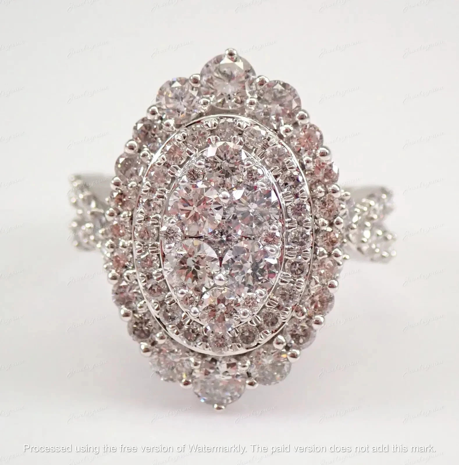 3Ct Round Cut Lab Created Diamond Cluster Engagement Ring 14K White Gold Finish