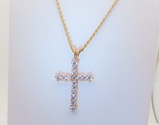 Solid Gold Cross Necklace Pendant Religious Jewelry Christian Gifts 10k 18" N021
