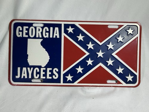 VTG Georgia Jaycees Tag Plate Auto State Flag Auto Truck GA Collectible