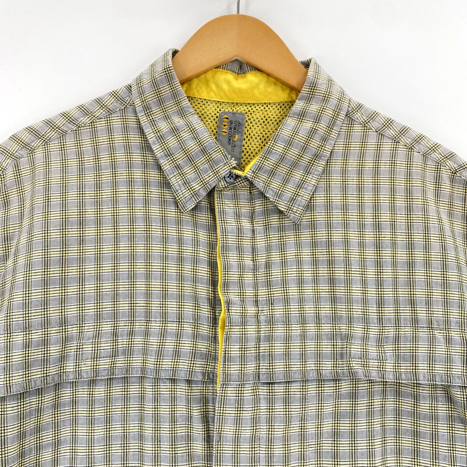 Camisa masculina All Terrain Series XL amarela xadrez pesca ventilada relaxada vintage - Imagem 2 de 4