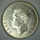 1952 Canada Silver Fifty Cents Coin Almost Uncirculated 50c AU Canadian 50-Cents