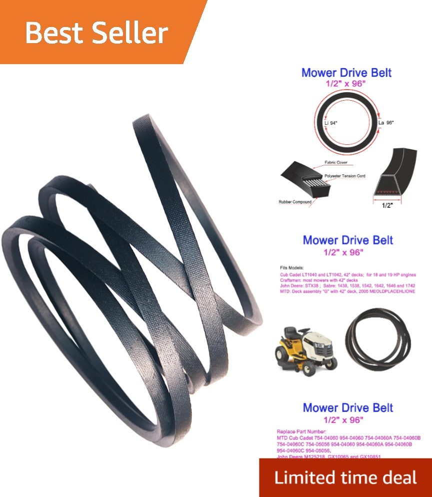 High-Quality Rubber Lawn Mower Deck Belt 1/2