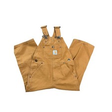 Carhartt Kids Brown Duck Canvas Bib Overalls Double Knee Size 4 Workwear