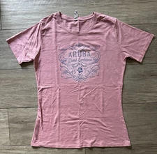 EUC Delta Apparel Womens Aruba Graphic Tee Shirt Pink XL