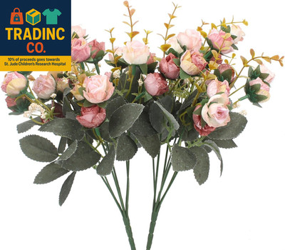 7 Branch 21 Mini Rose Heads Artificial Flowers Bouquet Wedding Home Office Decor