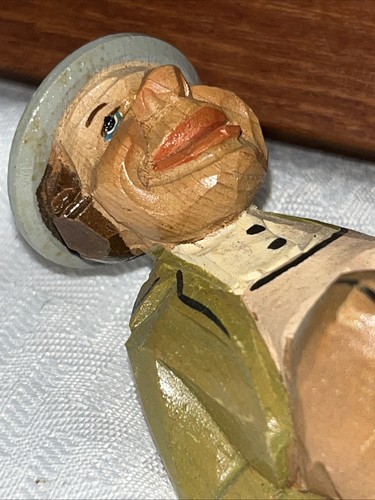 Abridor de latas de corcho de vino mecánico de madera tallado a mano vintage - Imagen 13 de 23