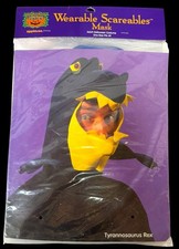 NOS Vintage 1990s Adult Dinosaur Mask T-Rex Tyrannosaurus Halloween Costume