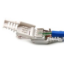 White RJ45 Tool-less Connector No Crimp Connectors CCTV Ethernet Cable Head Plug