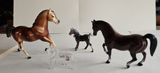 Vintage Molded Plastic Toy Horse Lot Of 4 Made in Hong Kong Horse Figurines