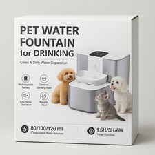 Pet Water Fountain with Ceramic Bowl, Rechargeable, Timer