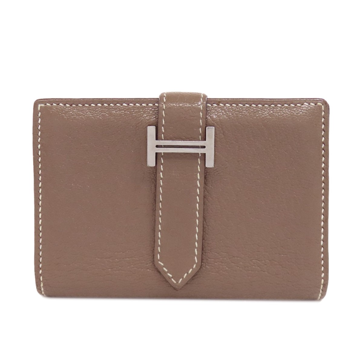 HERMES  Bearn Mini Etoupe SilverHardware coin purse Chevre  Ladies [Used]