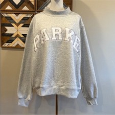 PARKE Fleece Varsity Mockneck in Metallic Grey  White L/XL