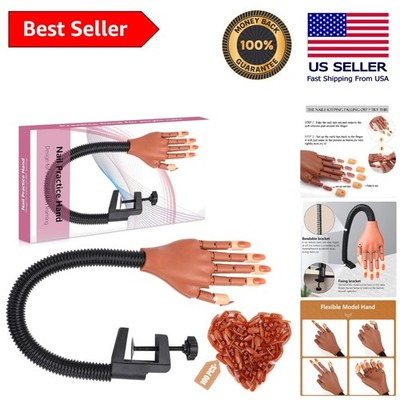 Durable Mannequin Hand for Nail Art Practice - 100 Brown Nail Tips Included
