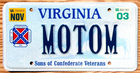 Item photo. Show Listing Details page. Listing 2003 Virginia Specialty License Plate Number Tag – Sons of Confederate Veterans