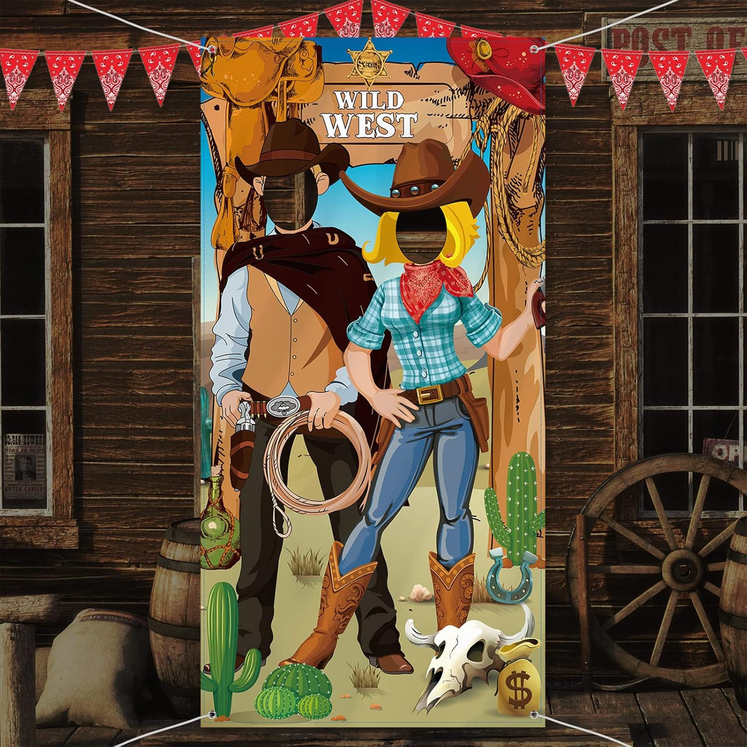 6 X 3 Ft Western Cowboy Backdrop Party Decorations - Wild West Rodeo Photo Booth