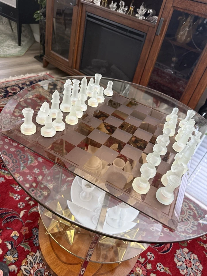 Juego de ajedrez de cristal completo vintage Foto 2 de 4