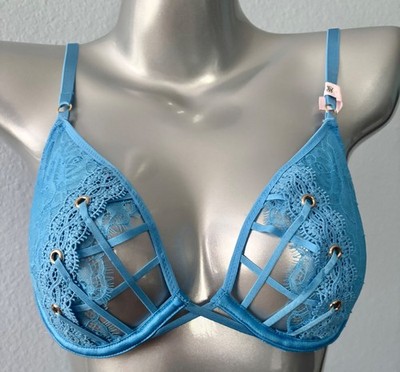 Victoria's Secret Low Cut Demi Bra Nwt Very Sexy Blue Cut Out Unlined Underwire