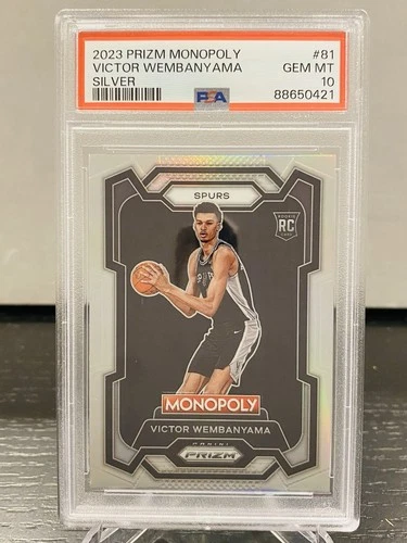 2023-24 PANINI PRIZM SILVER MONOPOLY #81 VICTOR WEMBANYAMA ROOKIE RC PSA 10