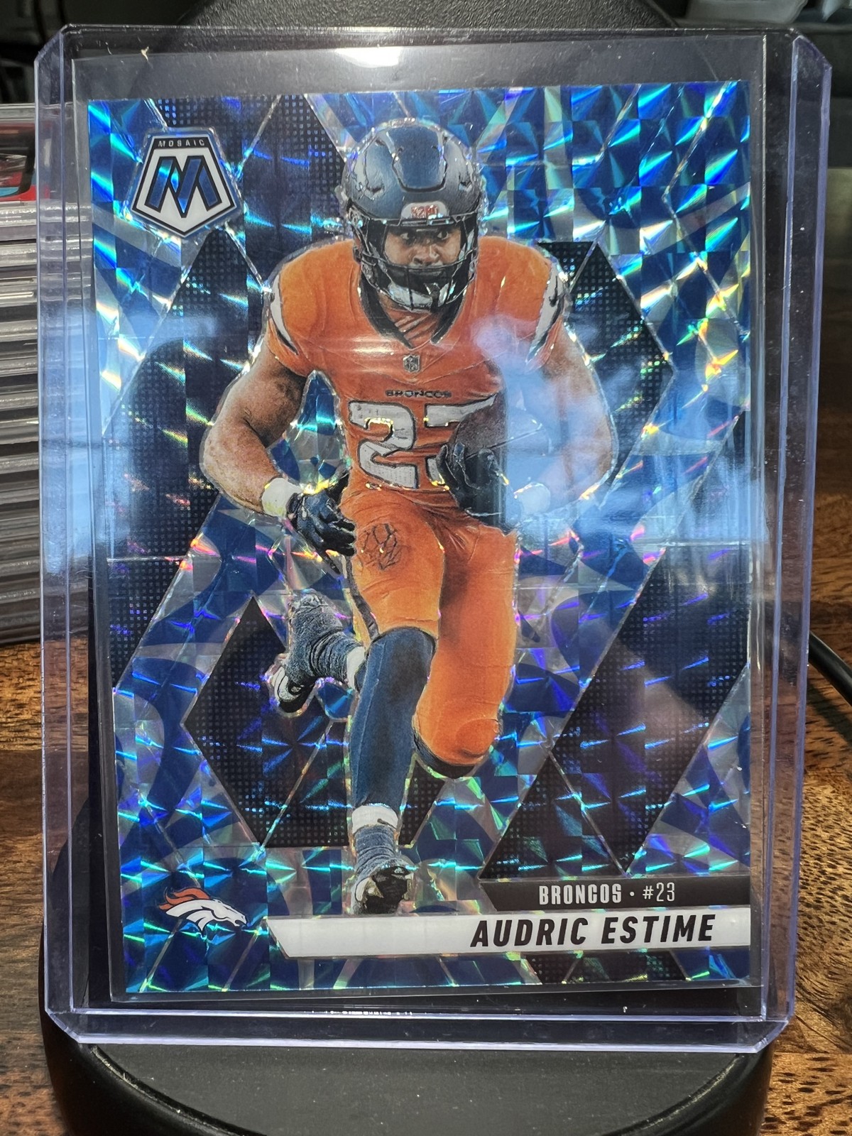 2024 Panini Mosaic - Rookies Audric Estime #392 Blue Mosaic Prizm /99 (RC)