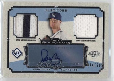 2013 Museum Collection Signature Swatches Dual Relics 44/299 Alex Cobb Auto 0wp8