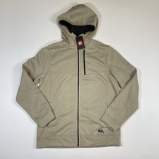 Quiksilver Fleece Hoodie Jacket Men  s Medium Tan Full Zip Outdoor NEW