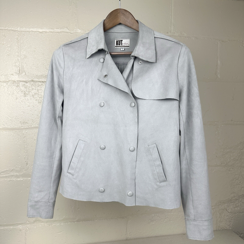 KUT from the Kloth Soft Lightweight Suede Comfy Jacket, Womens Size Small Grey - Picture 2 of 7