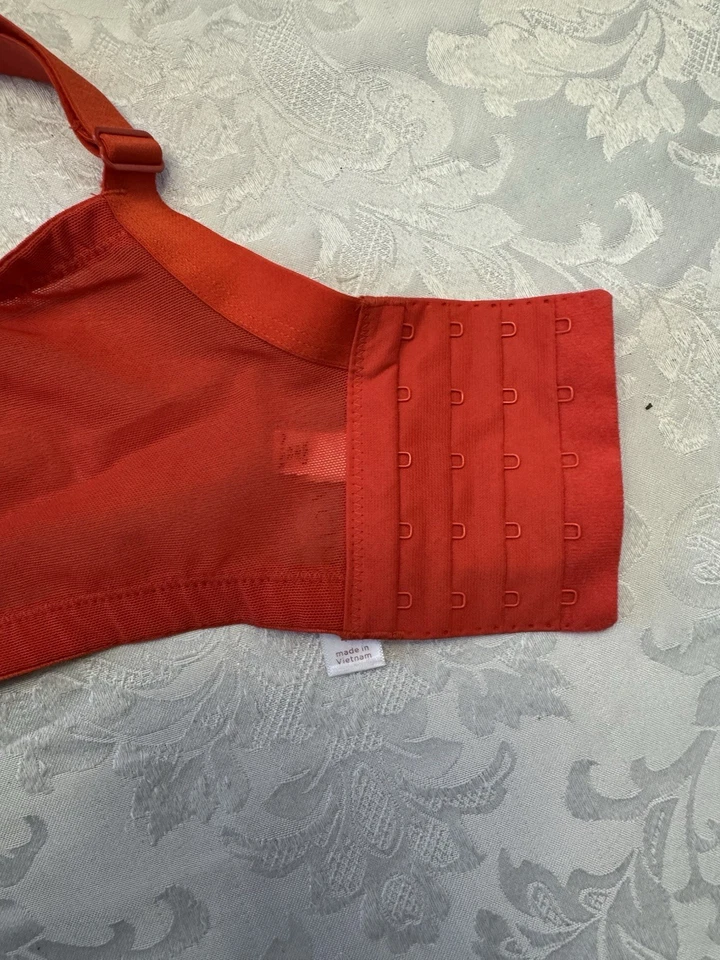 Sujetador Cacique Talla 40I Sin Forro Cobertura Completa Con Aros Rojo Naranja Encaje Sexy Chica Foto 3 de 4