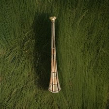 FOX HUNTING HORN MADE OF RED COPPER WITH WHITE COPPER COLLARS BRASS MOUTHPIECE