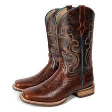 PLT203601 Women's Western Cowgirl Boots - Full Grain Leather, Square Toe