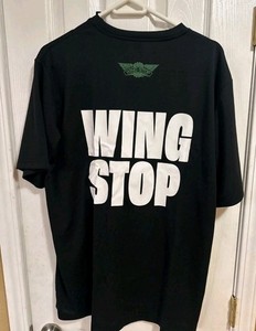 Wing Stop Size Medium Used Apparel Mesh Athletic Black Short Sleeve Shirt