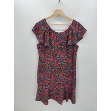 J.Crew Dress Women 12T Pink Paisley Silk Ruffle Scoop Neck Modest Light