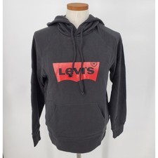 Levis Womens XSmall Graphic Sport Sweatshirt Hoodie Black Long Sleeve Logo New
