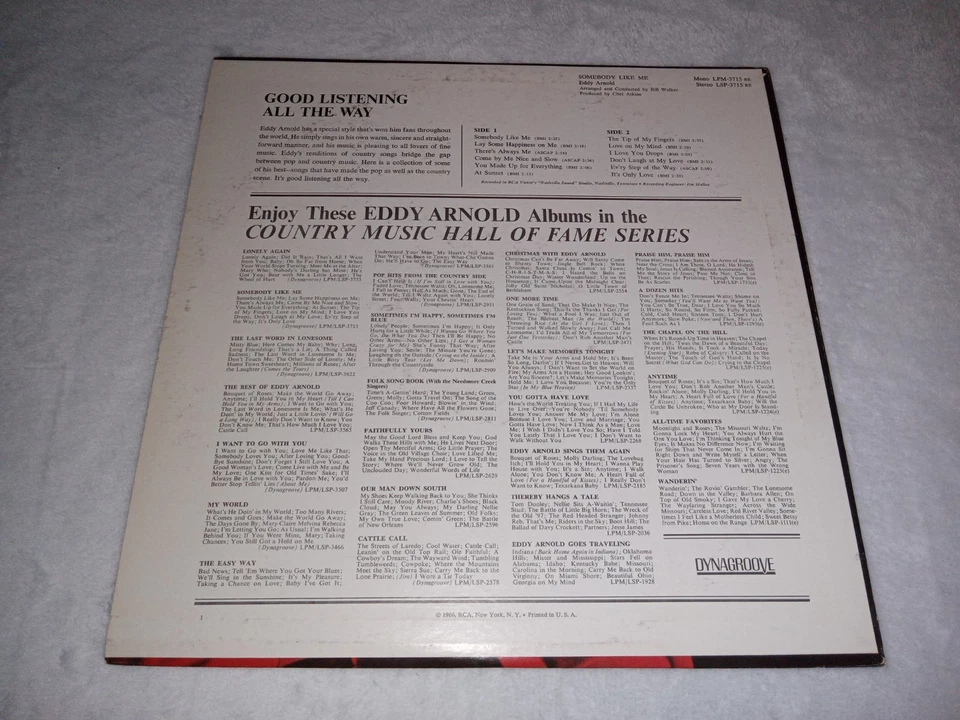 Eddy Arnold – Somebody Like Me Vinyl LP Record Album LSP-3715 - Image 2 of 4