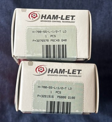 Two HAM-LET  H-700-SS-L-1/2-T LD  1/2  Tube x 1/2  Tube Stainless St Ball Valve