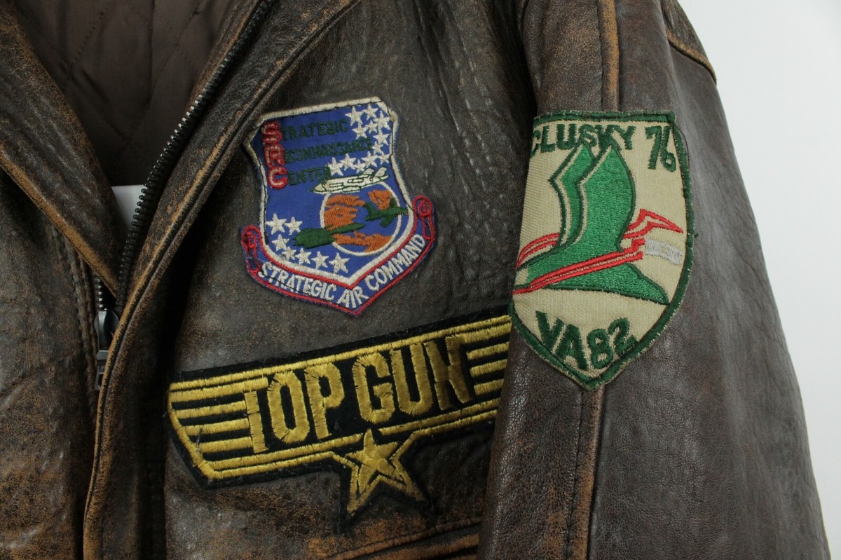 RARE VINTAGE 1980s TYPE A-2 FLIGHT BROWN LEATHER JACKET Like