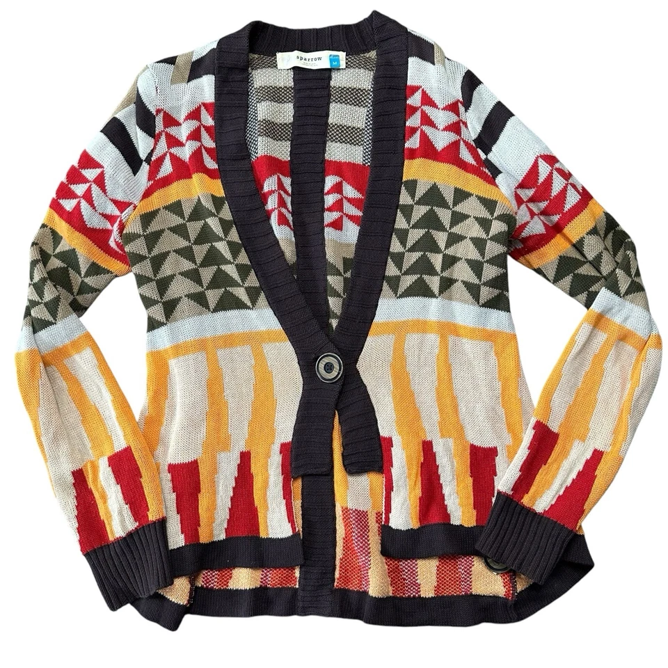SPARROW Women’s M Button Front Chevron Retro Style Cardigan Sweater 70s - Image 2 of 4